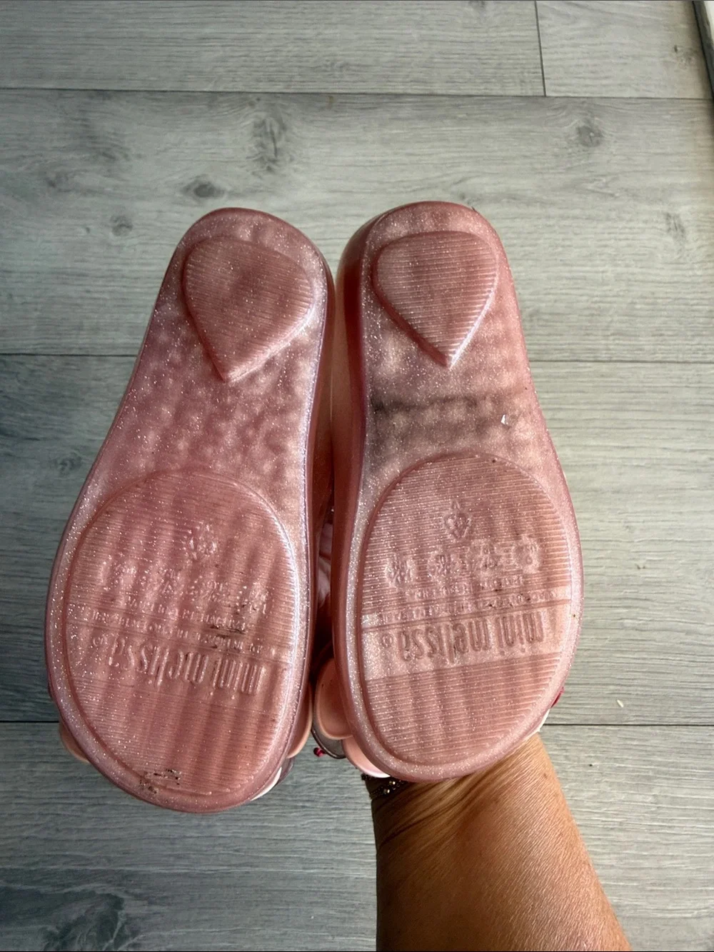 Mini Melissa Pink Glitter & Blush Floral Mary Jane Set